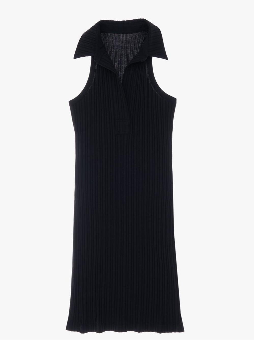 Helmut Lang Ribbed Polo Tank Dress in Black Size Small